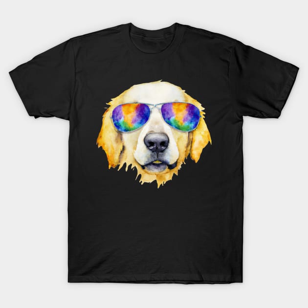 Golden Retriever Wearing Glasses T-Shirt by Whiskers and Tees